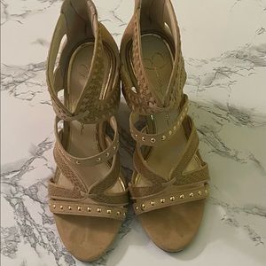 Jessica Simpson Gold Heels